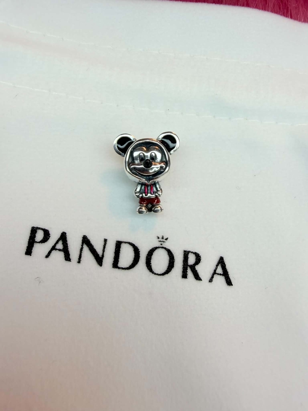 Pandora Silver Mickey Mouse Red Enamel Charm
